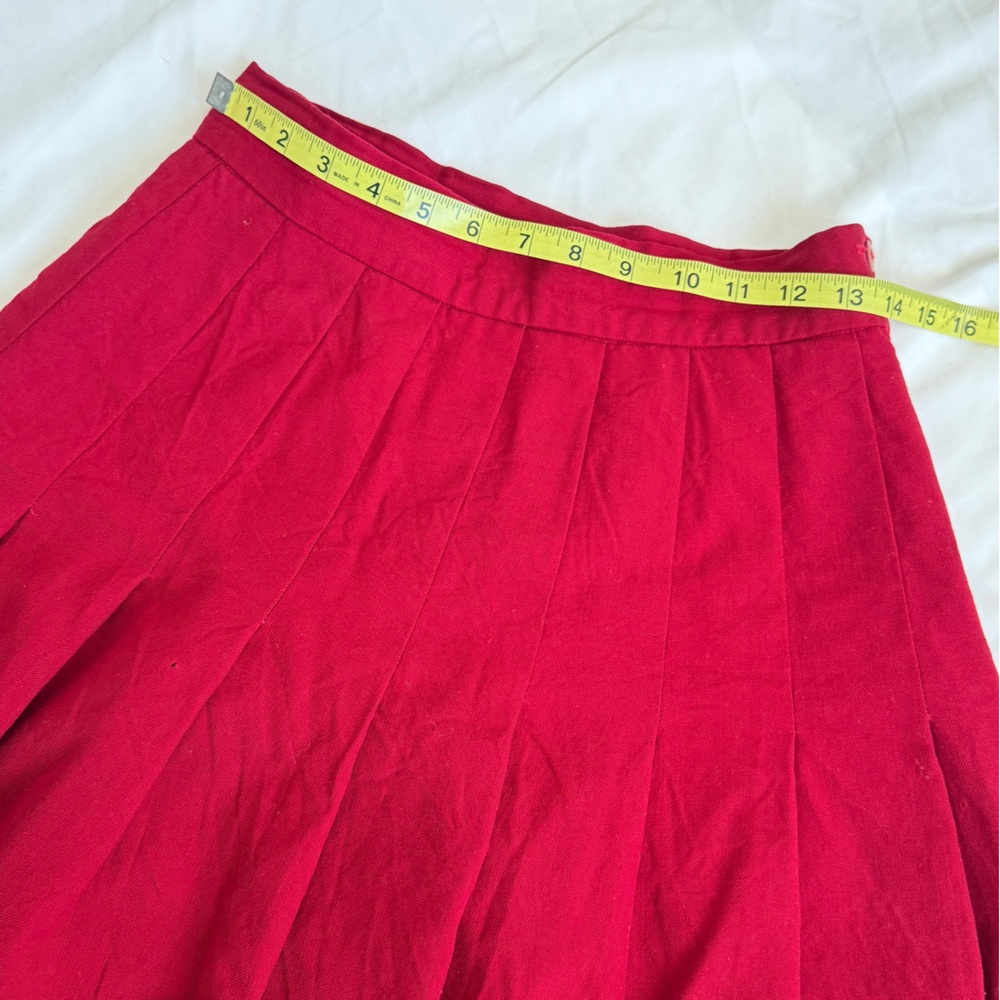 Talbots midi Pleated Skirt VTG 60s Soft Burgundy Red  %100 Wool size 10 - Picture 9 of 11